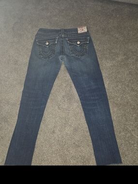 True Religion Women's Blue Straight Leg Capri Jeans